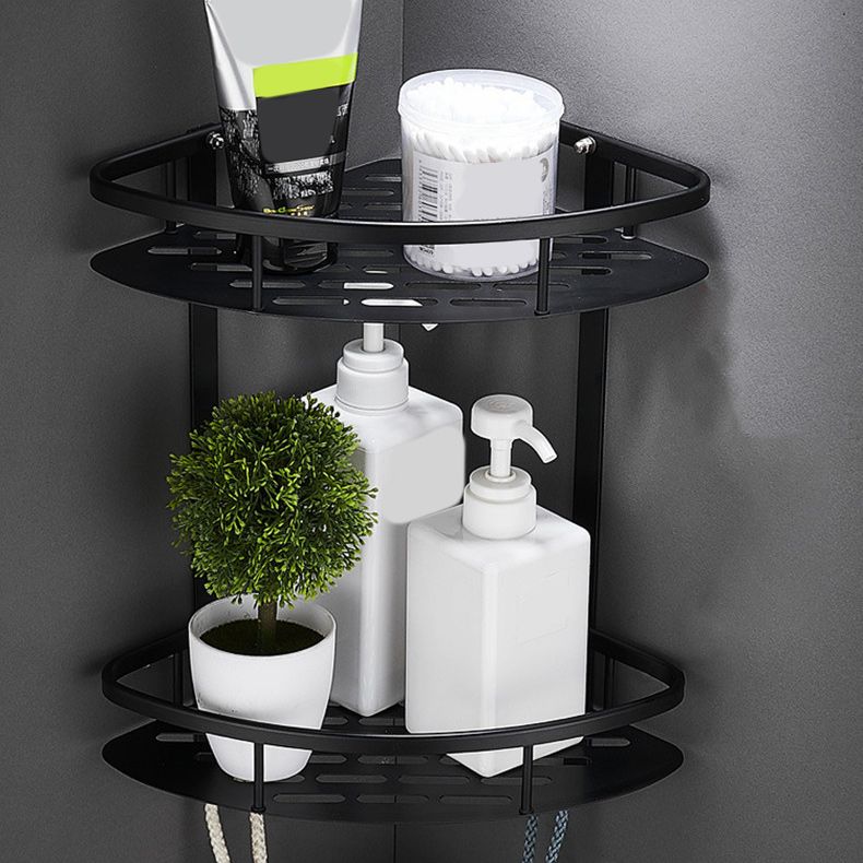 Avtoit | 6-piece modern bathroom hardware set in matte black with bathroom shelf/towel holder & bathrobe hooks