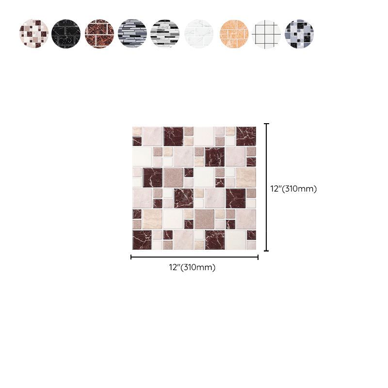 Avtoit | Pattern Matte Color Stone Peel and Stick Mosaic Tile Peel and Stick Tile Set of 2