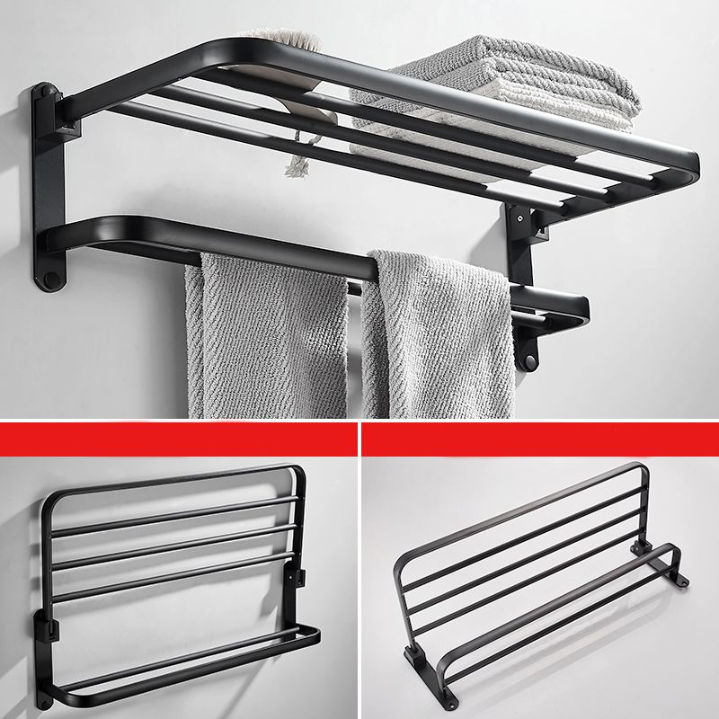 Avtoit | Modern Classic Bathroom Hardware Set Matte Black Bathrobe/Towel Bar & Bathroom Shelf