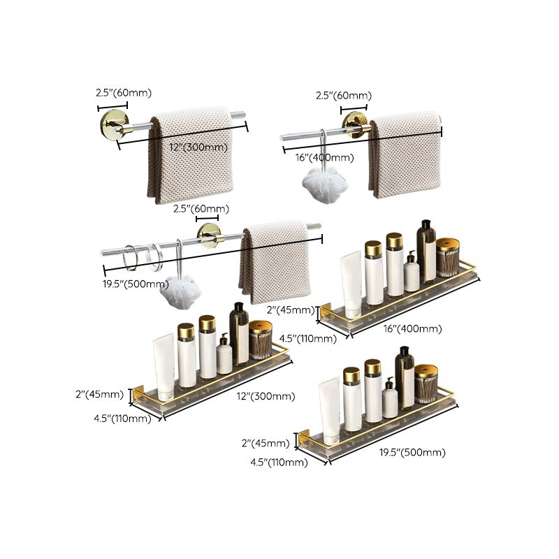 Avtoit | 6-piece bathroom accessory set made of gold-colored metal bathroom hardware set