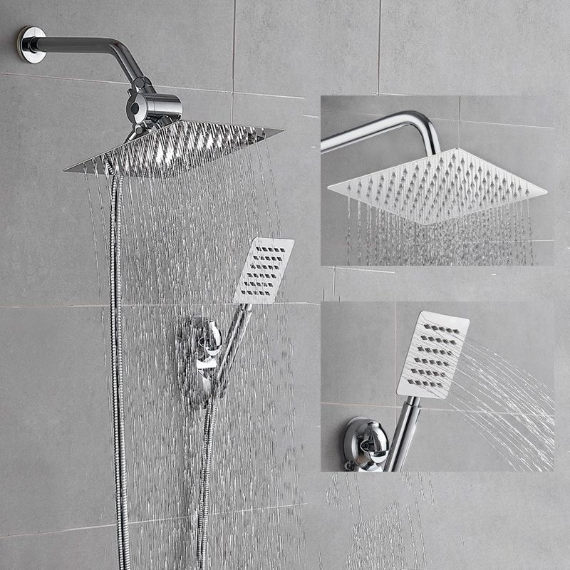 Avtoit | Silver Square Double Shower Head Modern Water Filtration Wall-Mounted Shower Head
