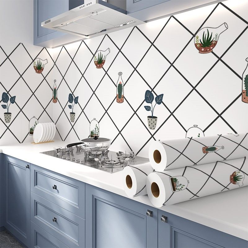 Avtoit | Modern Peel & Stick Mosaic Tiles Plastic Grid Peel and Stick Back Wall for the Kitchen