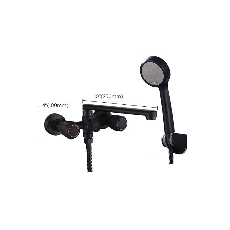 Avtoit | Modern Bathtub Faucet Trim Black Wall Mounted Swivel Spout with Hand Shower