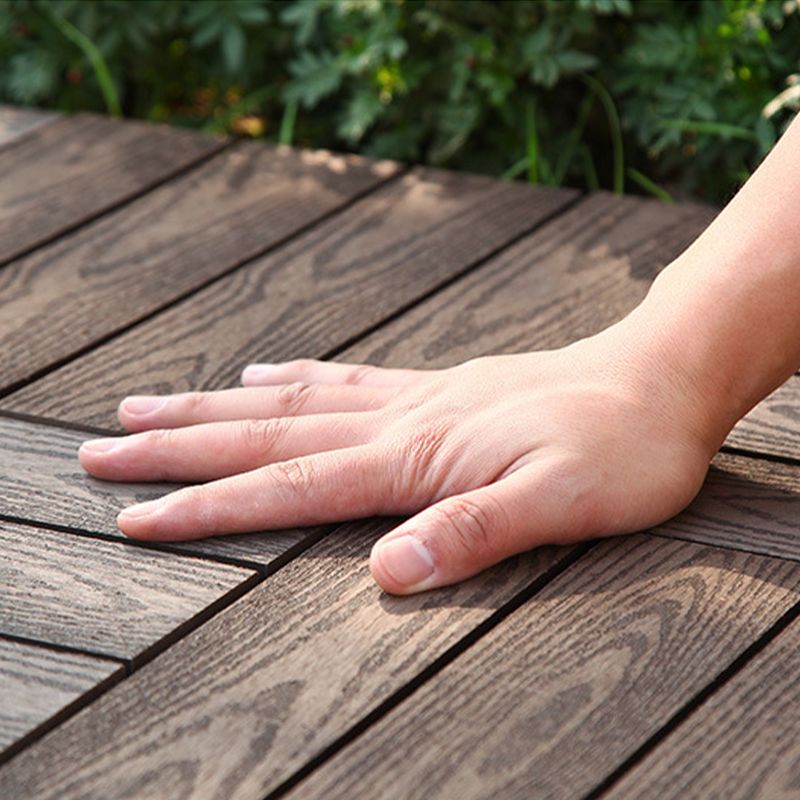 Avtoit | 12" X 12" PVC 6-Slat Square Patio Tiles Snap Fit Installation Outdoor Floor Tiles