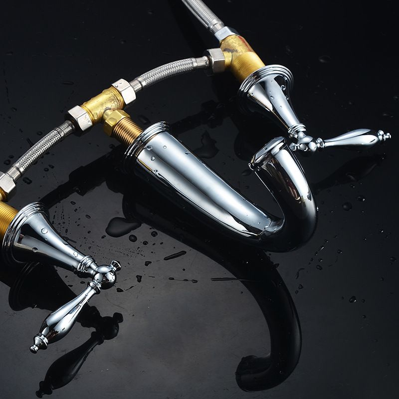 Avtoit | Modern widespread sink faucet Simple bathroom double handle faucet with lever handle