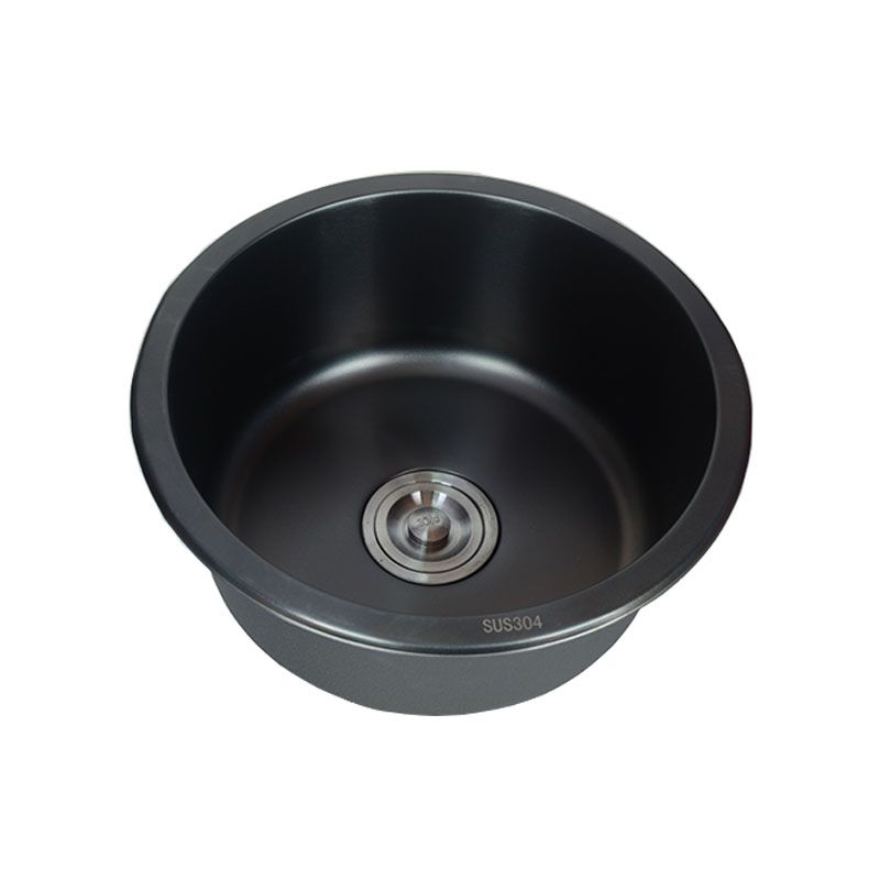 Avtoit | Stainless Steel Round Sink in Black Single Basin Undermount Sink with Basket Strainer