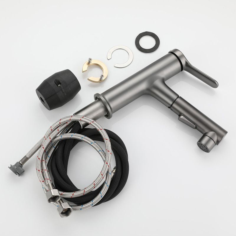 Avtoit | Extendable Bathroom Faucet Brass Modern Faucet with Water Hose