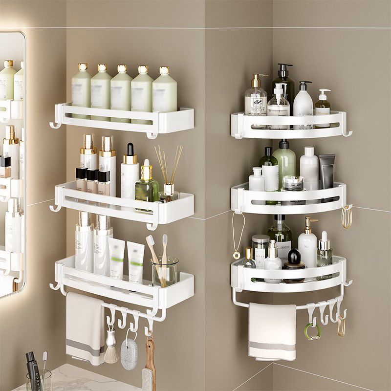 Avtoit | Modern white finish bathroom shelf rectangular & triangular bathroom hardware set