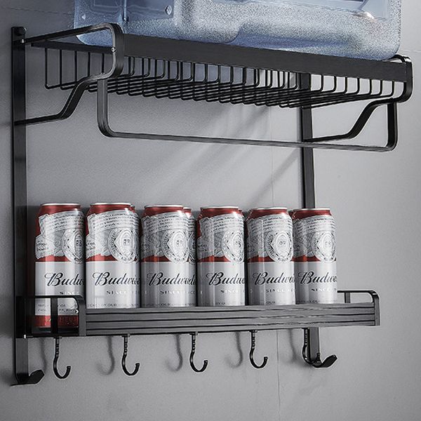 Avtoit | Black / Silver Bathroom Accessories Aluminum Hardware Set Bathroom Shelf