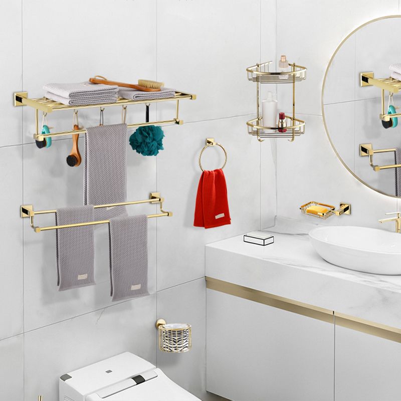 Avtoit | Gold Modern Bathroom Set, Polished Gold, 4 Pieces, Towel Holder, Paper Holder