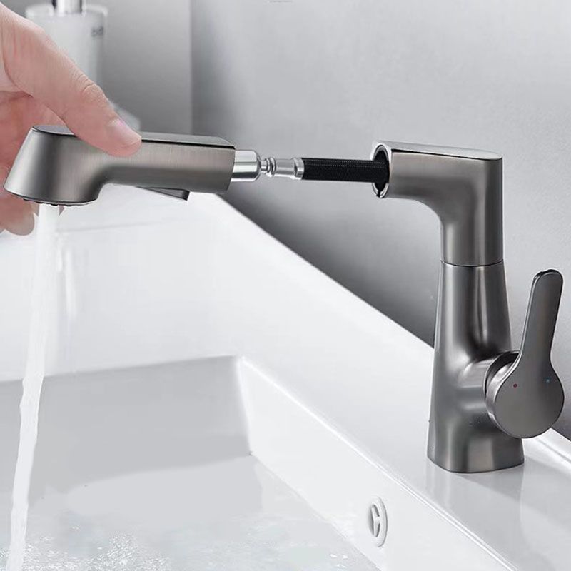 Avtoit | Modern Sink Faucet Lever Handle Copper Low Arc Pull-Out Sink Faucet