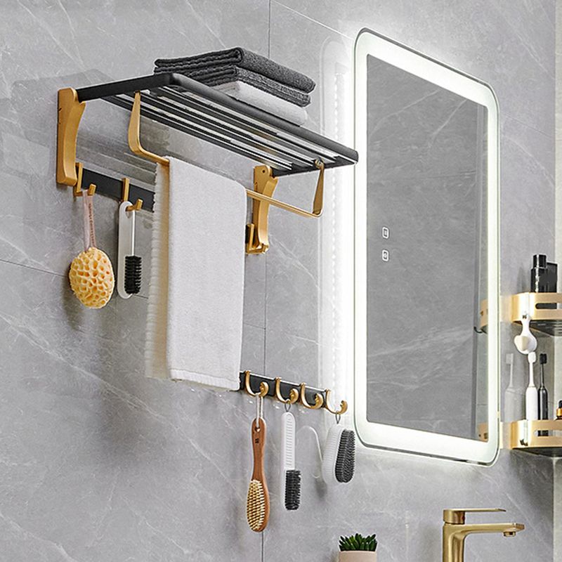 Avtoit | Contemporary Bath Accessories Set Black & Golden Bath Shelf/Towel Bar