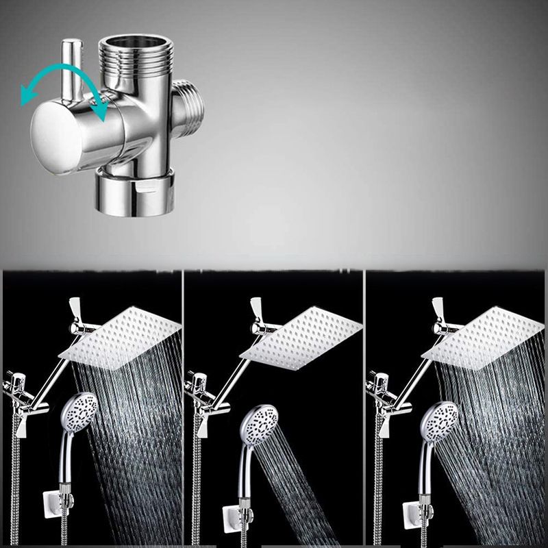 Avtoit | Modern Style Dual Showerhead 9-Spray Silver Wall-Mounted Showerhead