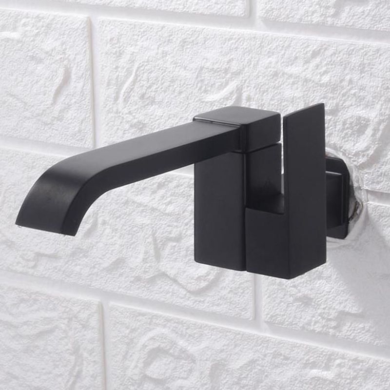 Avtoit | Contemporary Wall Mounted Bathroom Faucet Lever Handles Low Arc Swivel Brass Faucet