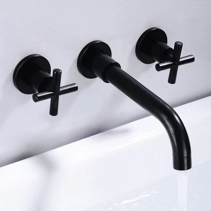 Avtoit | Modern 1- or 2-Handle Bathroom Sink Faucet Round Wall-Mounted Bathroom Faucet.