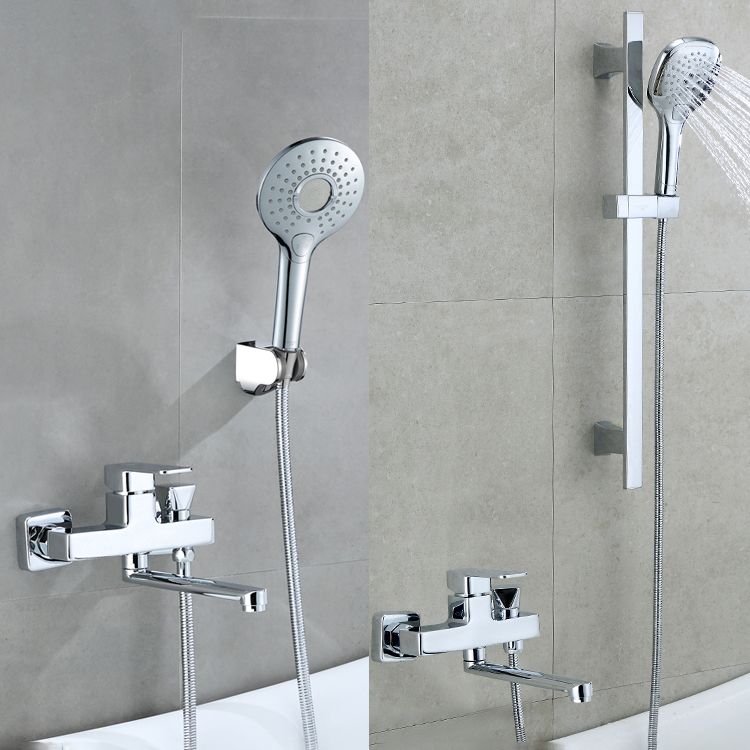 Avtoit | Wall Mounted Bathtub Faucet Trim Polished Chrome Swivel Spout with Hand Shower