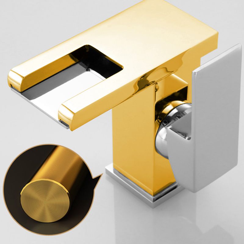 Avtoit | Contemporary Square Vessel Faucet Waterfall Spout with LED Three-Color Illumination