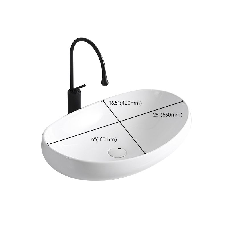 Avtoit | Modern Vessel Sink Porcelain Rectangular Vessel Sink (Not Including Faucet)