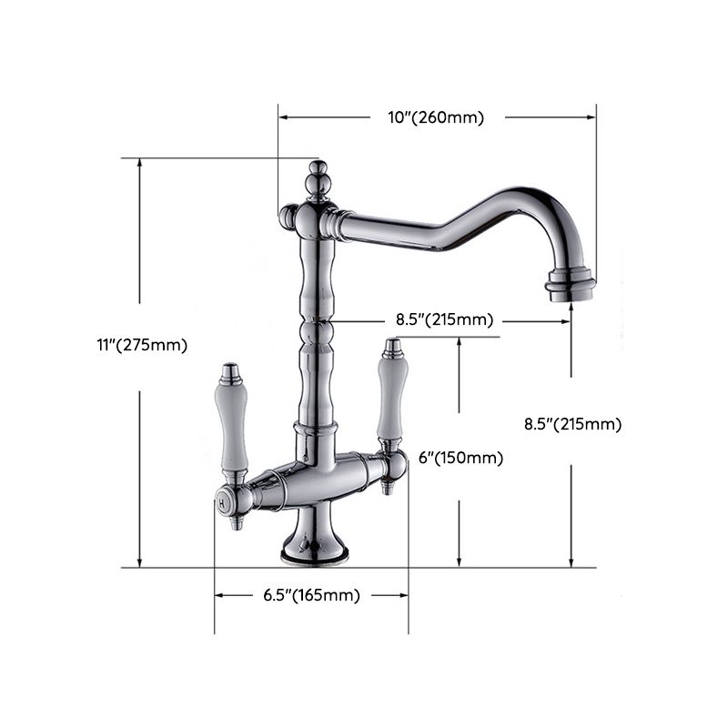 Avtoit | Traditional Kitchen Bar Faucet Double Handle High Arc No Sensor Bar Faucet