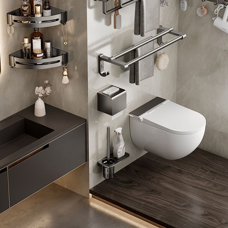 Avtoit | Aluminum modern bathroom accessories set polished gray bathroom shelf/paper holder/robe hook