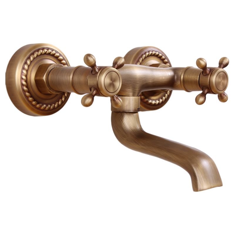 Avtoit | Traditional Wall-Mounted Metal Bathtub Filler Double Handles Waterfall Bathtub Faucet Trim