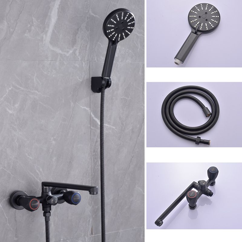 Avtoit | Modern Bathtub Faucet Trim Black Wall Mounted Swivel Spout with Hand Shower