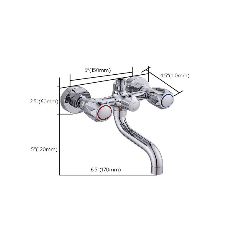 Avtoit | Chrome Bathroom Faucet Trim Wall-mounted Swing Faucet with Hand Shower