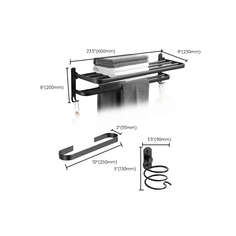 Avtoit | Modern Black Bathroom Accessory Set Tissue Holder Towel Bar Bathroom Fittings Set
