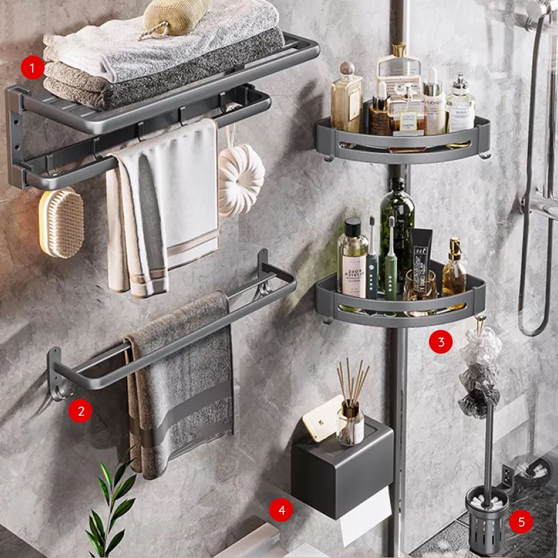 Avtoit | Modern Bathroom Accessories Hardware Set Gray Towel Bar Bathroom Shelf Bathroom Hardware Set