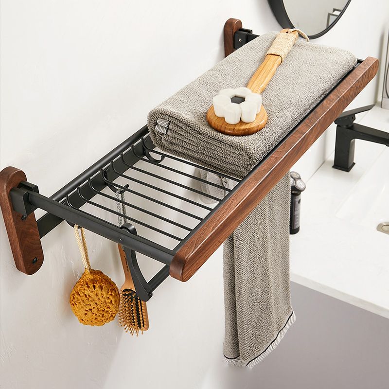 Avtoit | Walnut Brown Bathroom Accessory Set Metal Folding Bath Hardware Set