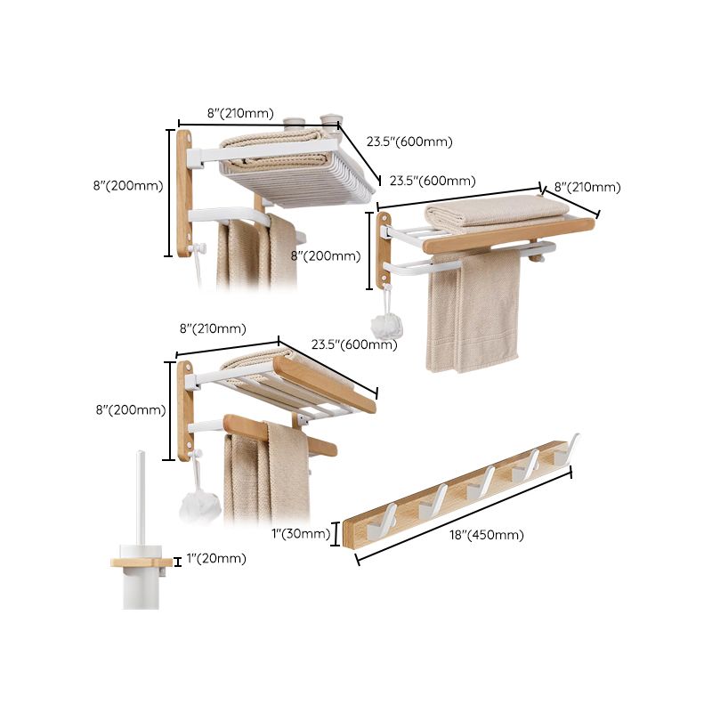 Avtoit | White Metal and Solid Wood Bathroom Accessories Hardware Set