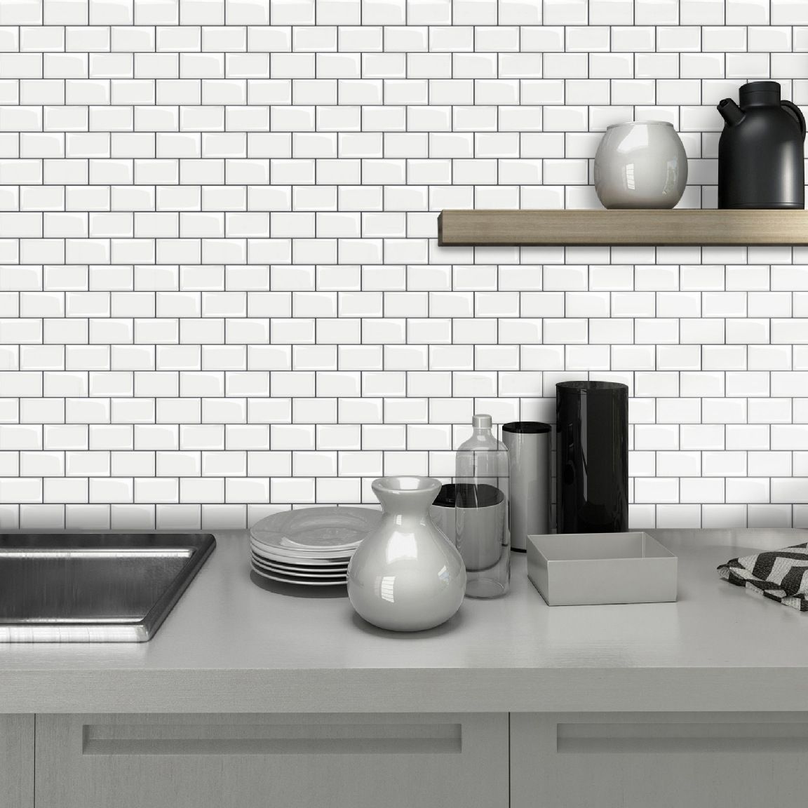 Avtoit | 12"x 12" Resin Mosaic Tiles Square Self-Adhesive Tiles for Backsplash & Wall Tile