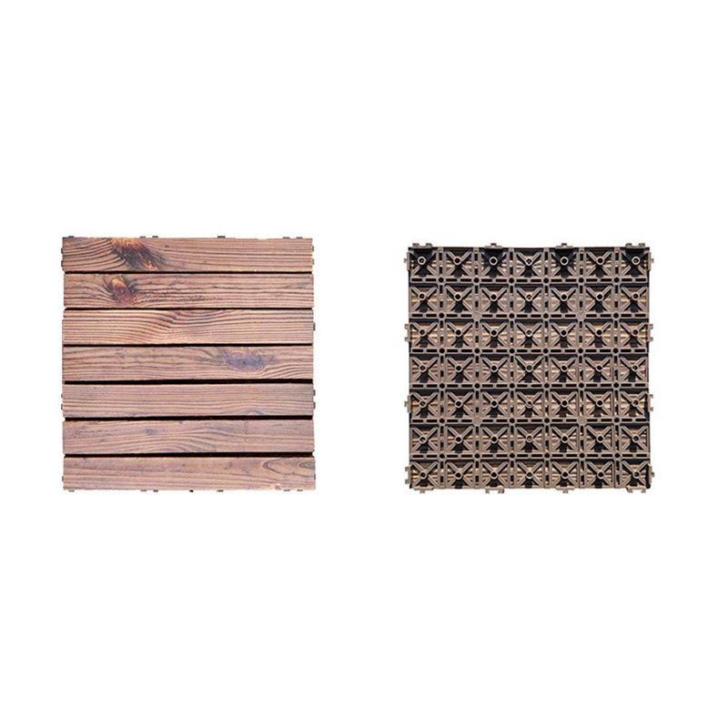 Avtoit | 7-Slat Square Wood Floor Tiles Click Installation Outdoor Floor Tiles