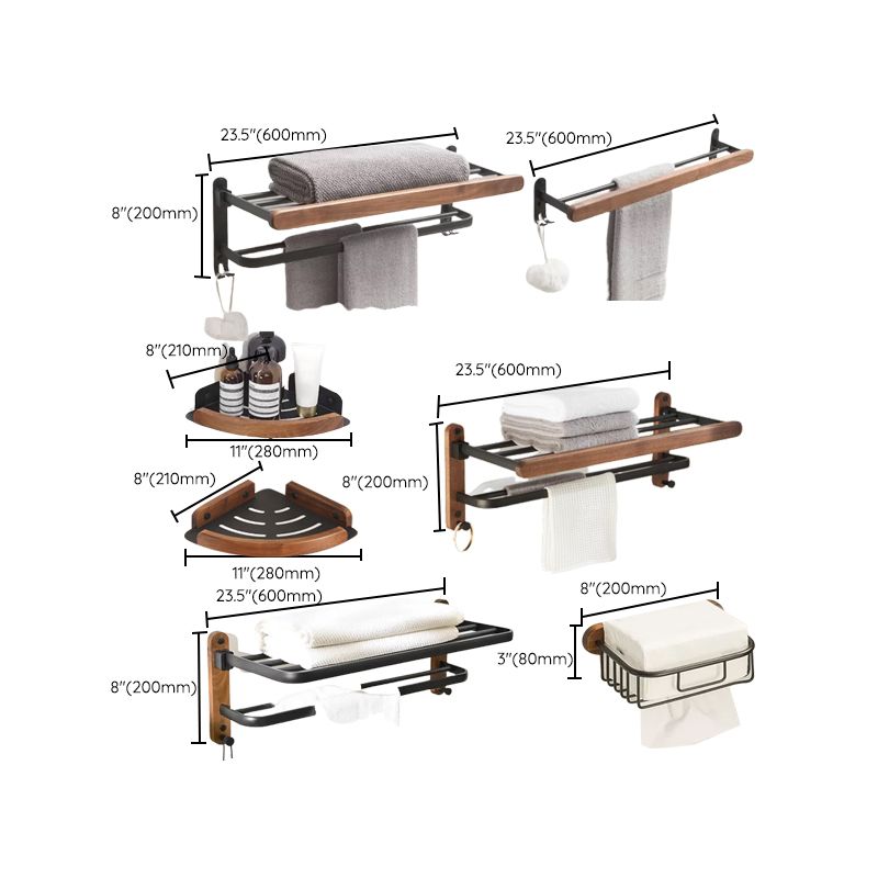 Avtoit | Modern Bathroom Accessory Set Aluminum & Wood Bathroom Fittings Set