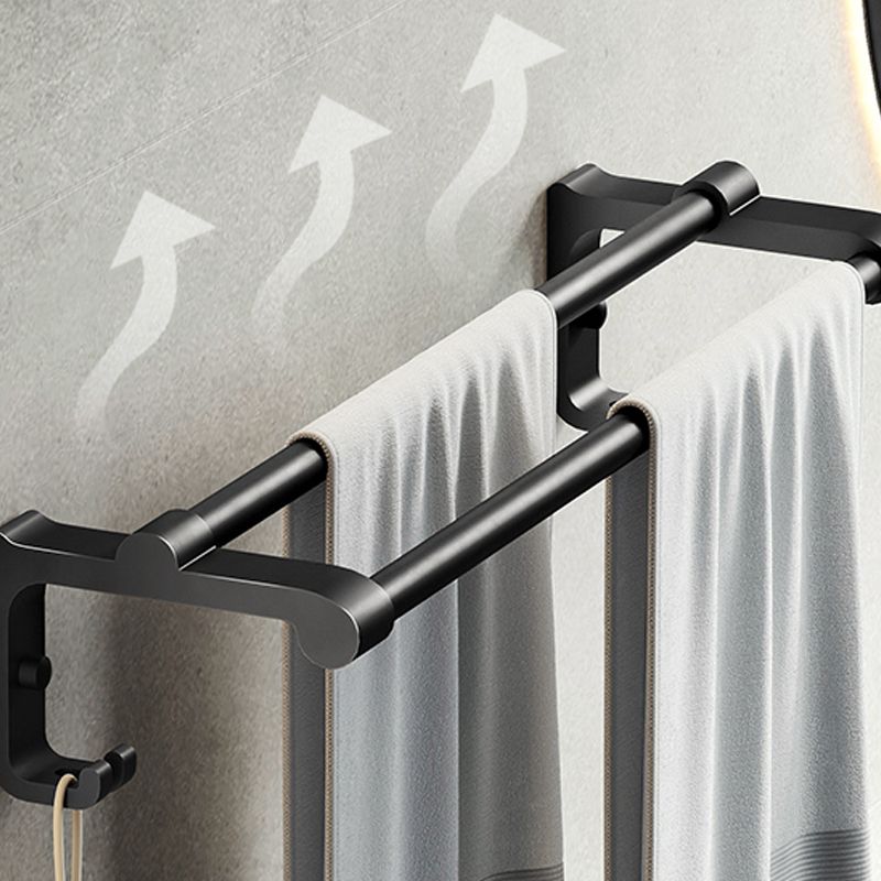 Avtoit | Contemporary bathroom accessory set with black finish and bath shelf/towel bar