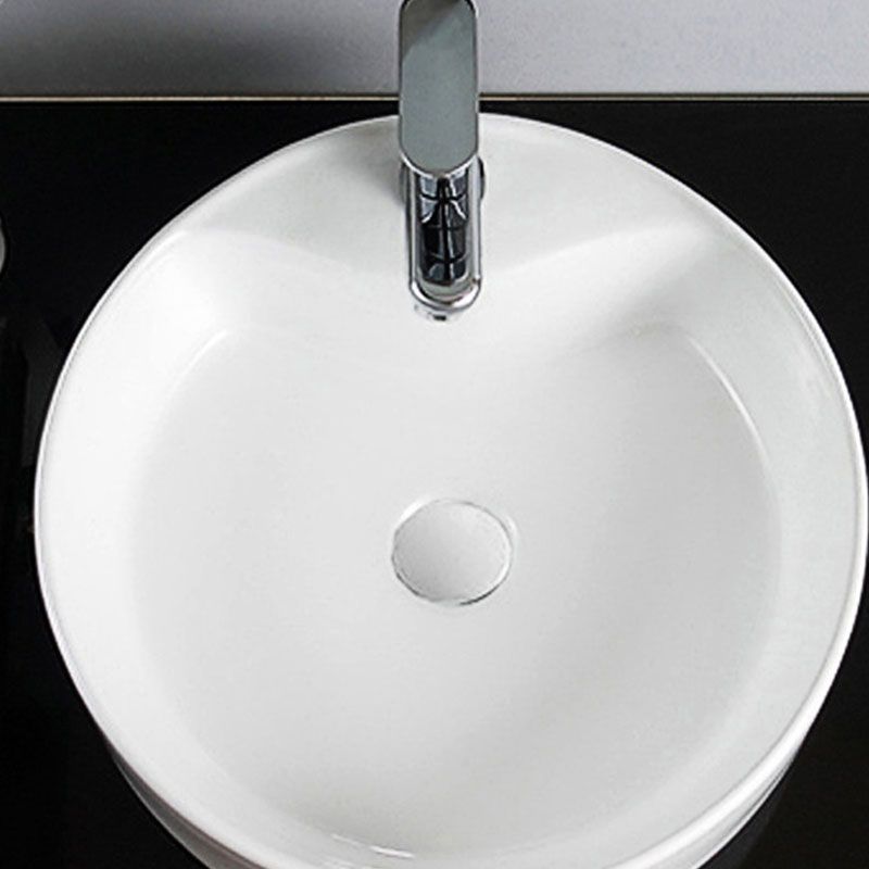 Avtoit | Contemporary Sink Porcelain Water Trough with Round Shape (Faucets Not Included)