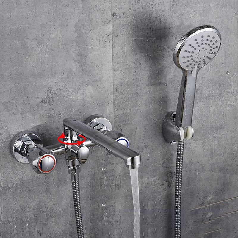 Avtoit | Contemporary Bathtub Faucet Trim Chrome Wall-Mounted Swivel Spout with Hand Shower
