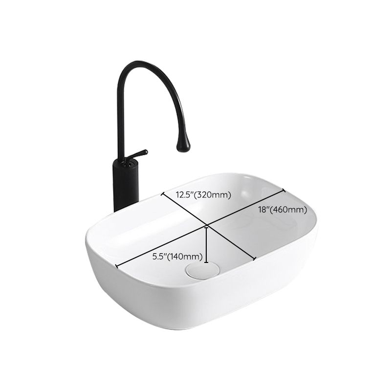 Avtoit | Modern Vessel Sink Porcelain Rectangular Vessel Sink (Not Including Faucet)