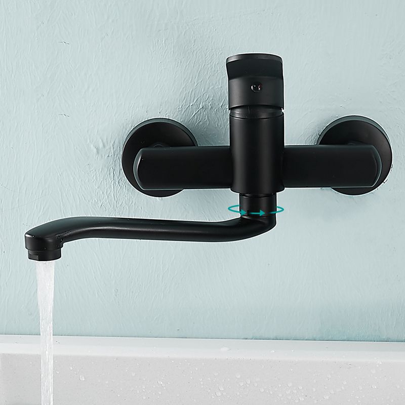 Avtoit | Low-Arc Bathtub Filler Black Lever Wall-Mounted Copper Bathtub Filler