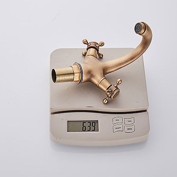 Avtoit | Glam Vanity Sink Faucet Brass Cross Handles Low Arc Basin Faucet