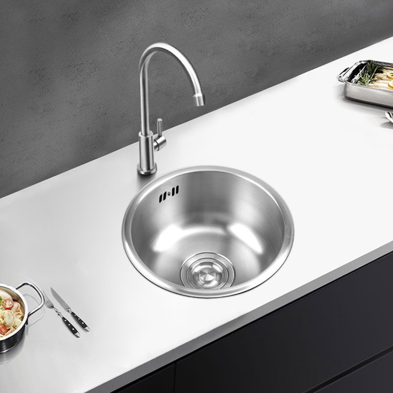 Avtoit | Round Stainless Steel Kitchen Sink with Drain Assembly Built-in Sink