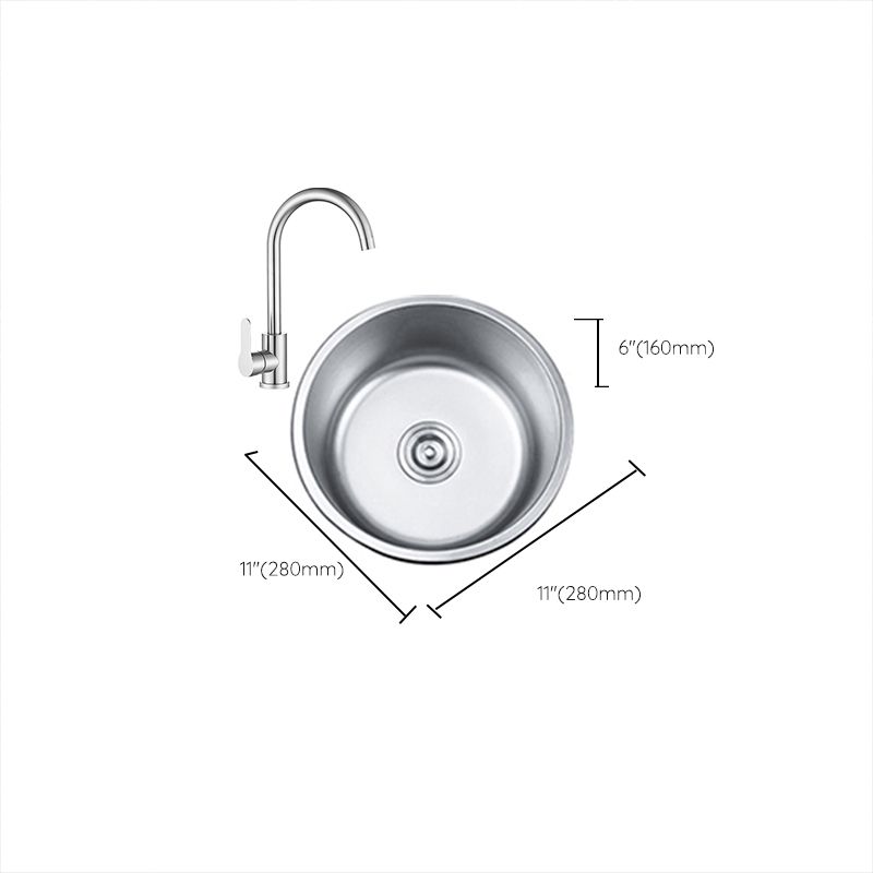 Avtoit | Round Single Bowl Kitchen Sink Stainless Steel Sink with Drain Strainer Set