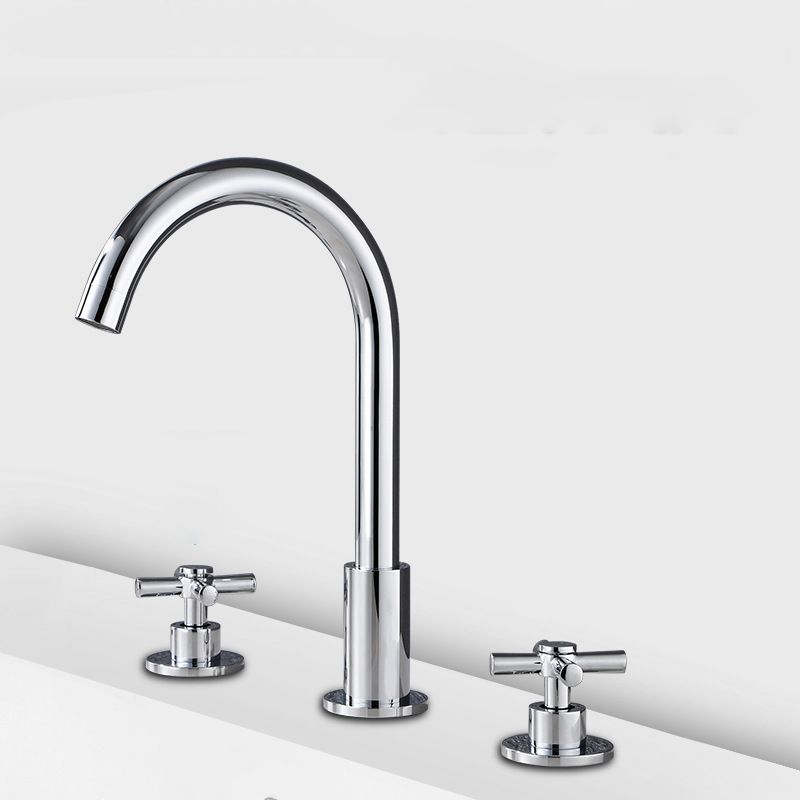 Avtoit | Goose Neck Bathroom Basin Faucet 2 Handles Hot and Cold Water Basin Faucet with Drain