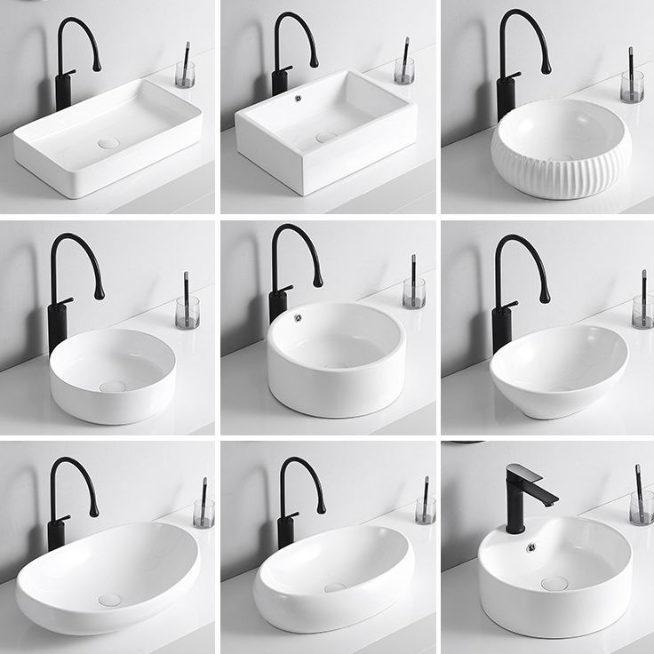 Avtoit | Modern Vessel Sink Porcelain Rectangular Vessel Sink (Not Including Faucet)
