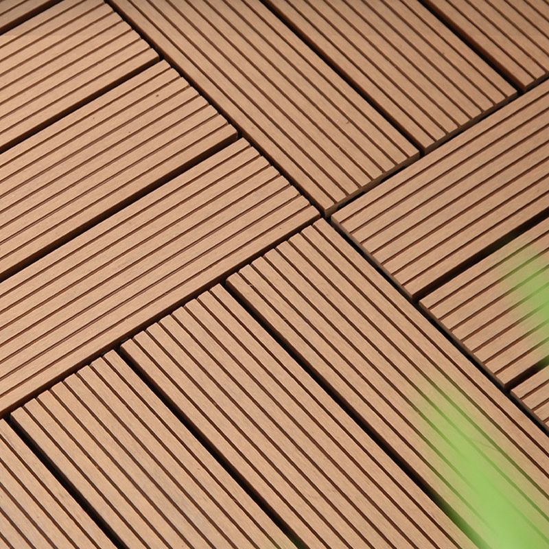 Avtoit | 12" X 12" PVC 6-Slat Square Patio Tiles Snap Fit Installation Outdoor Floor Tiles