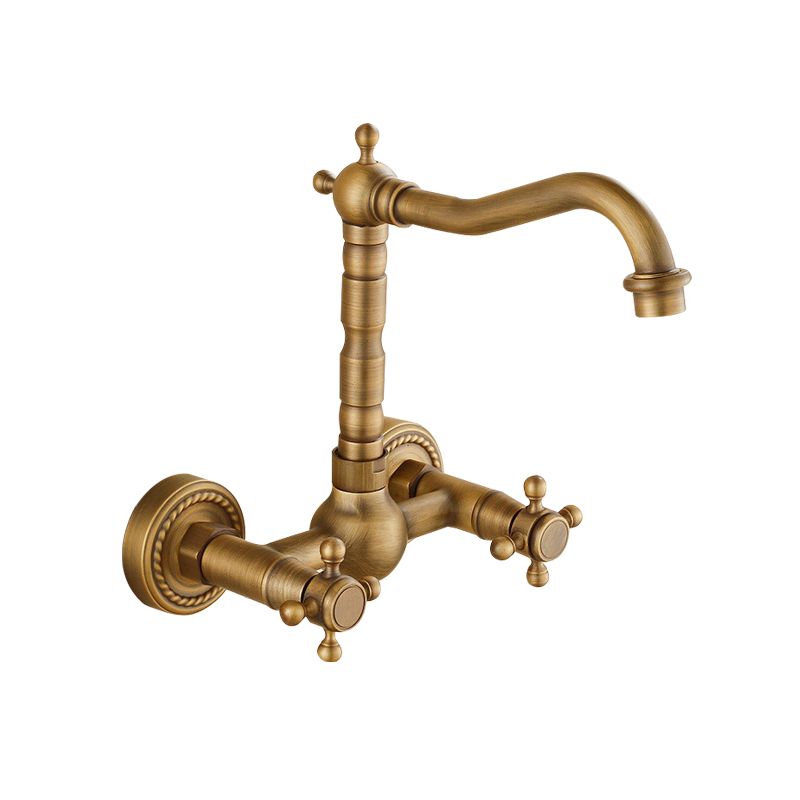 Avtoit | Vintage Bathtub Faucet with Two Cross Handles Made of Pure Copper Wall-Mounted Fixture