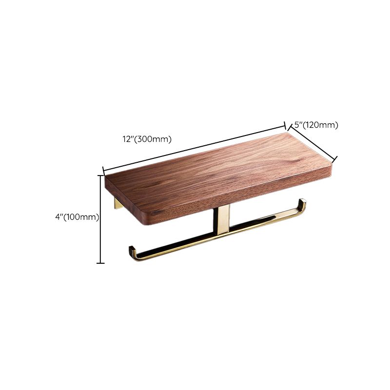 Avtoit | Polished Brass Bathroom Hardware Set Metal & Wood Bathroom Set with Bath Shelf/Towel Bar