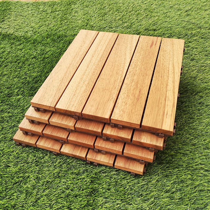 Avtoit | Teak-Finish 5-Slat Square Wooden Floor Tiles Connection Garden Tiles