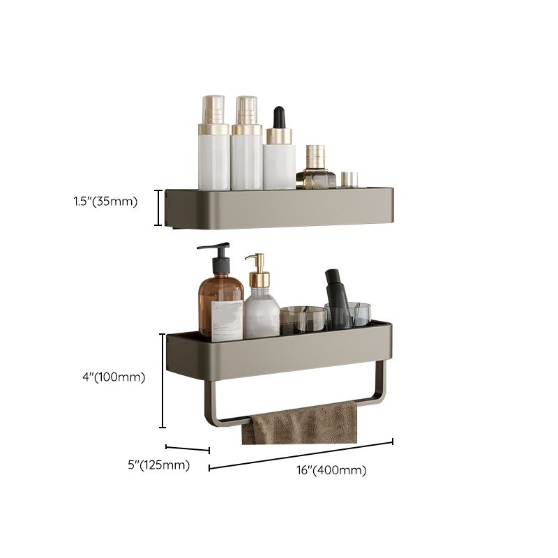 Avtoit | Contemporary Aluminum Bathroom Accessory Set Gray Bath Shelf