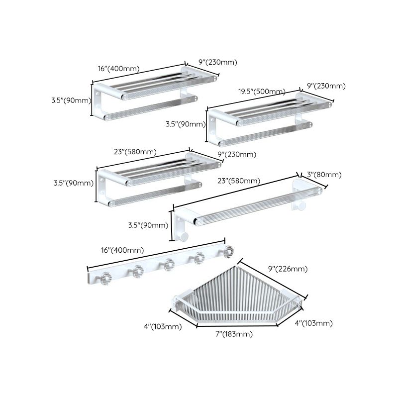 Avtoit | White & clear acrylic bathroom accessory set with towel holder/paper holder/robe hooks